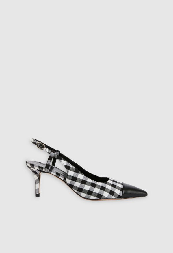 Schuhe Claudie Pierlot Slingback-Pumps Vichy-Motiv Noir