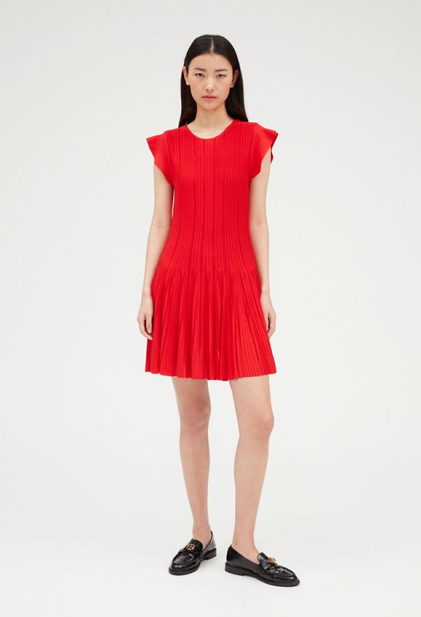 Bekleidung Claudie Pierlot Kurzes Strickkleid Rot Rouge